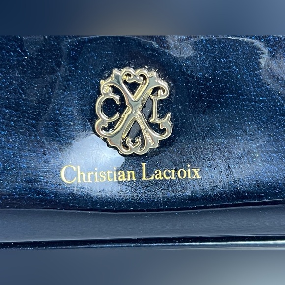 Christian Lacroix Faux Blue Snake Skin Glasses Makeup Bag - Picture 2 of 11